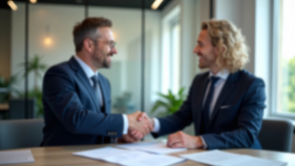 Unternehmer sitzt am Schreibtisch und bespricht Kreditoptionen mit Bankberater