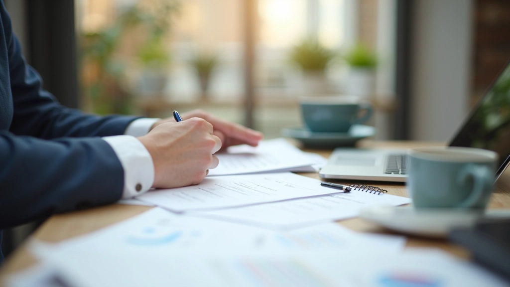 Professioneller Arbeitsplatz mit Geschäftsdokumenten und Analysen zum Mittelstand