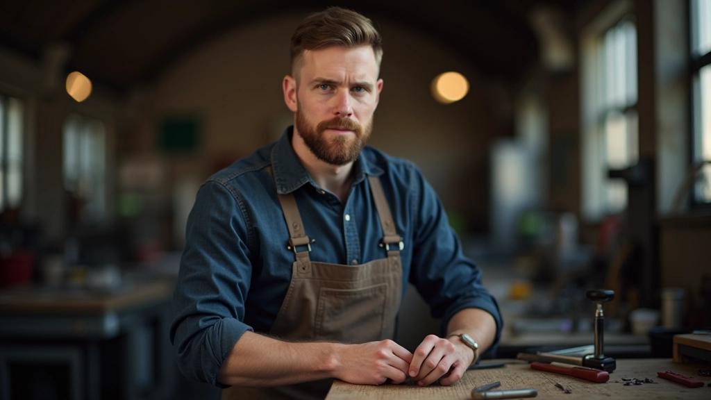 Handwerker in Werkstatt arbeitet mit Werkzeugen an technischem Projekt